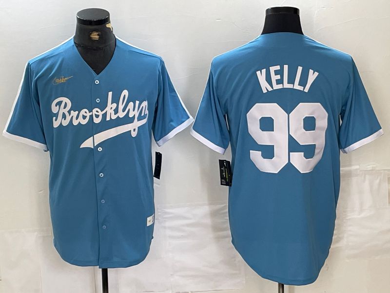 Men Los Angeles Dodgers #99 Kelly Light blue Throwback 2024 Nike MLB Jersey style 1